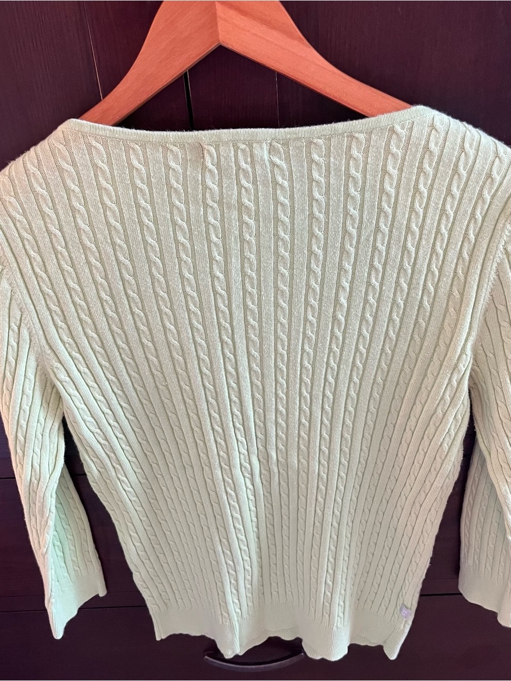 Chaps Women’s Mint Green Cable Boatneck Sweater - Picture 3 of 6